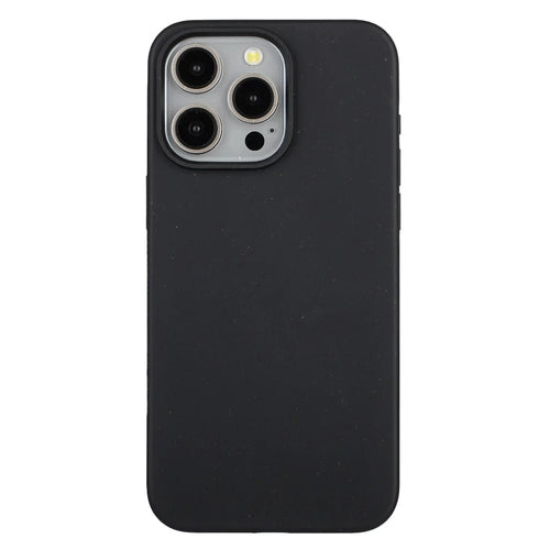 For iPhone 12 / 12 Pro Case Wheat Straw+TPU Full Biodegradable Phone Cover - Black - 1