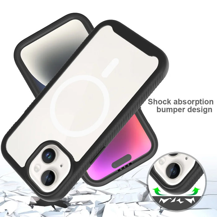 Starry Series for iPhone 15 Magnetic Case PC+TPU Clear Phone Cover with PET Screen Protector - 4