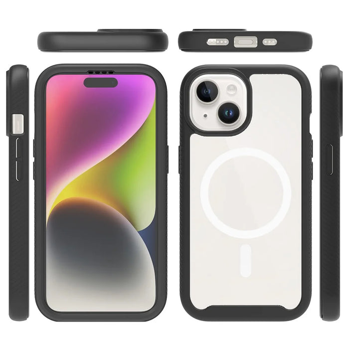 Starry Series for iPhone 15 Magnetic Case PC+TPU Clear Phone Cover with PET Screen Protector - 6