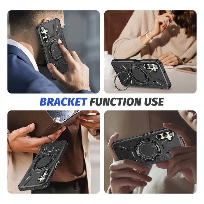 For Samsung Galaxy A14 4G / A14 5G Case Shockproof TPU+PC Phone Back Protector with Rotating Kickstand - Black - 7