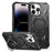 For iPhone 14 Pro Max Case Anti-drop Shock Absorbing TPU+PC Kickstand Smart Phone Cover - Black - 1