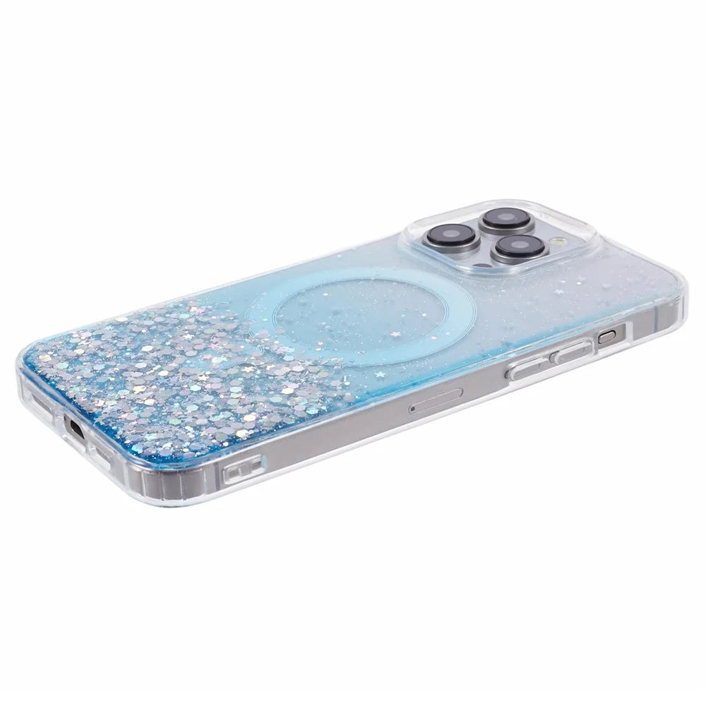 JTW Series For iPhone 14 Pro Max Case Compatible with MagSafe Sparkle Epoxy TPU+Acrylic Slim Phone Cover - Blue - 5