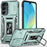 Armor Series For Samsung Galaxy S25 / S24 Case PC+TPU Shockproof Kickstand Smart Phone Back Protector with Slide Lens Lid - Green - 1
