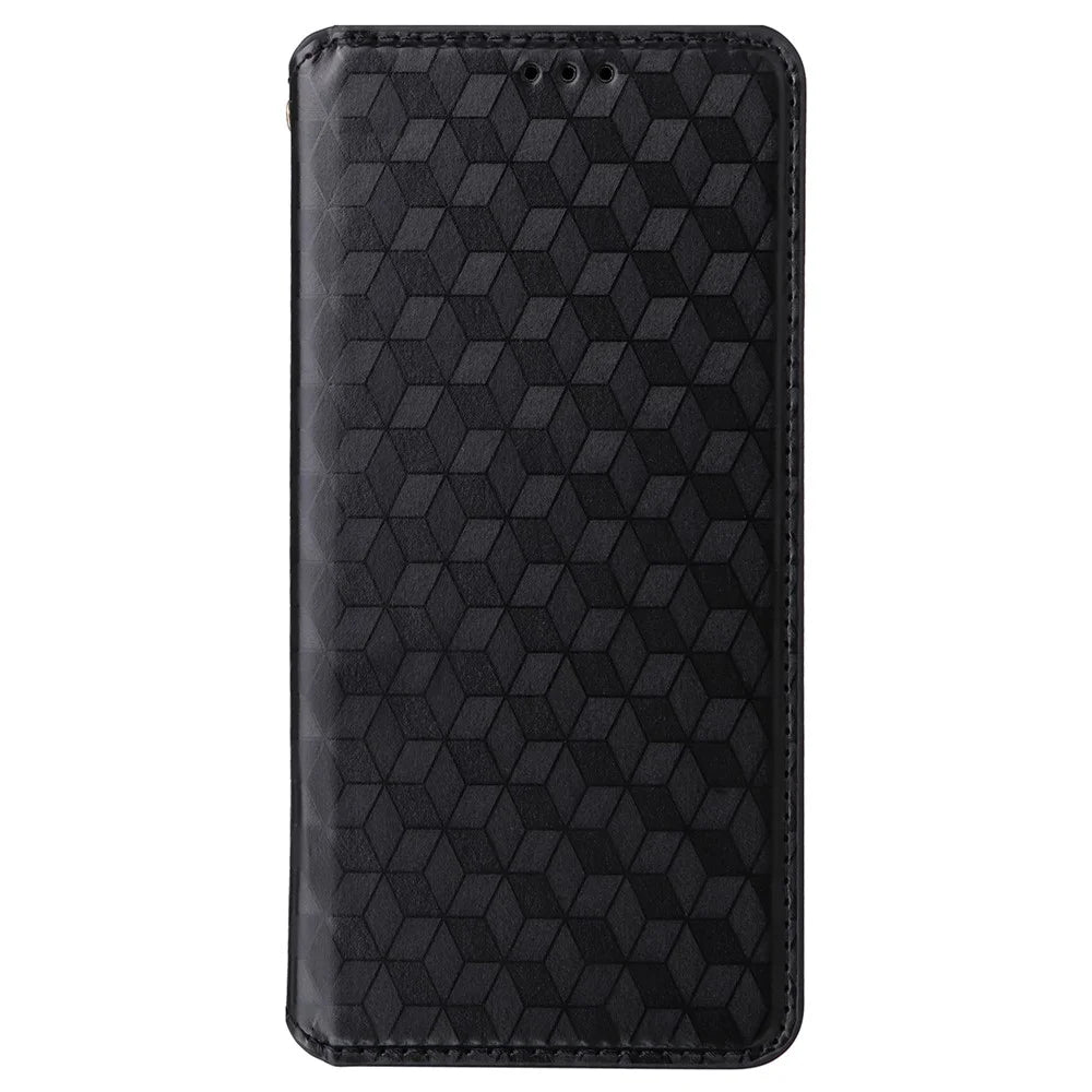 For vivo V29e (Global) 5G / Y200 (India) 5G Case Rhombus Imprinted Phone Cover with Wallet Stand - Black - 7