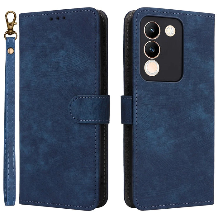 For vivo V29e (Global) 5G / Y200 (India) 5G Case RFID Blocking Wallet Stand Cover with Strap - Blue - 1