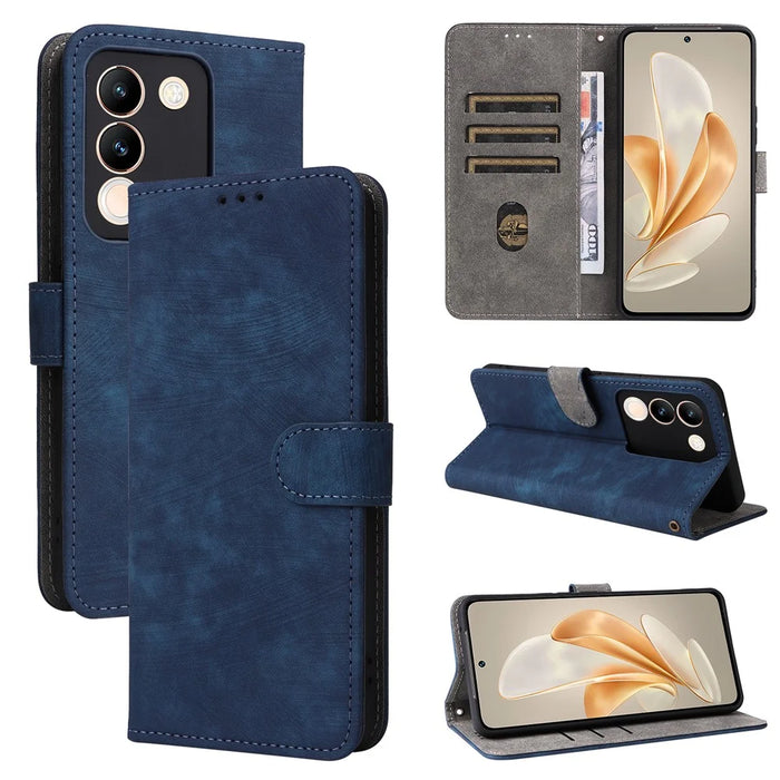 For vivo V29e (Global) 5G / Y200 (India) 5G Case RFID Blocking Wallet Stand Cover with Strap - Blue - 5