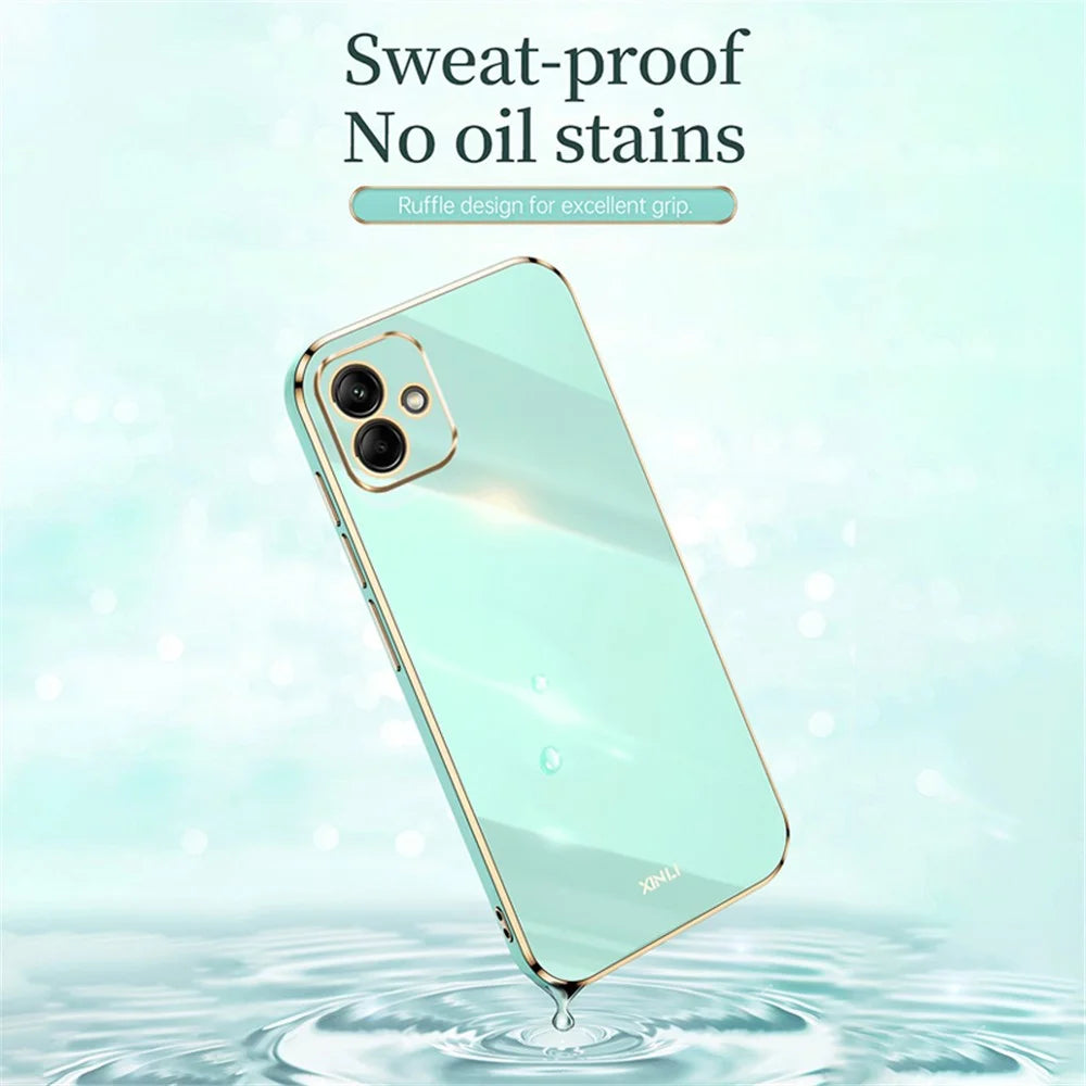 XINLI For Samsung Galaxy A05 4G Case Electroplated Gold Edge TPU Cell Phone Cover - Cyan - 3