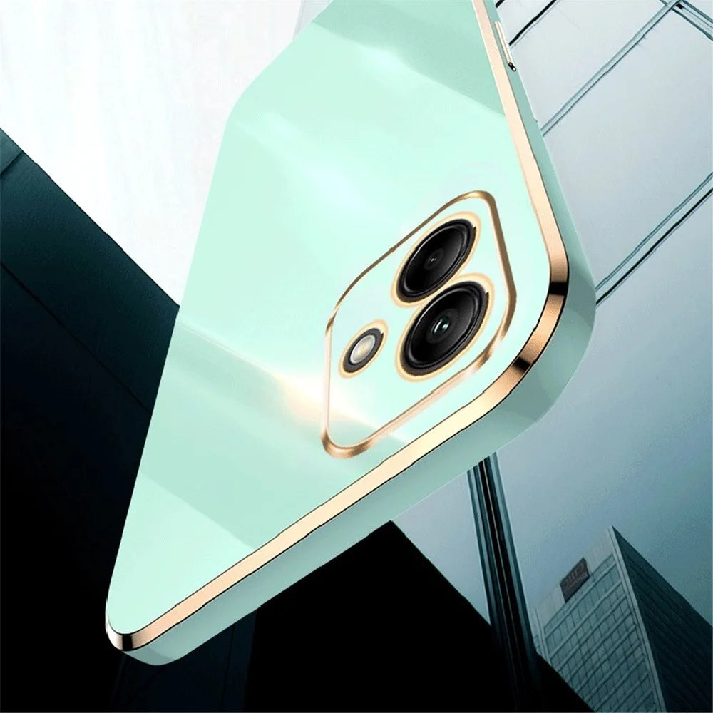 XINLI For Samsung Galaxy A05 4G Case Electroplated Gold Edge TPU Cell Phone Cover - Cyan - 4