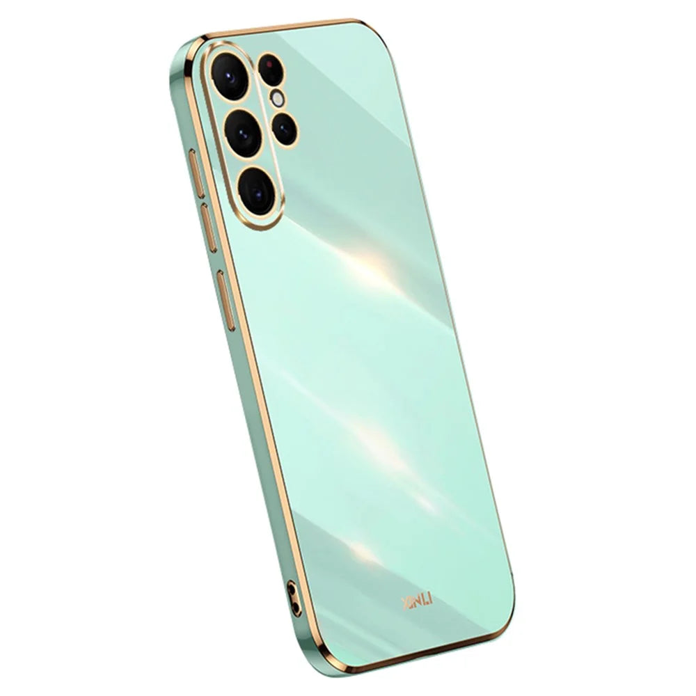 XINLI For Samsung Galaxy S24 Ultra Case Electroplated Anti-scratch Phone TPU Cover - Cyan - 1