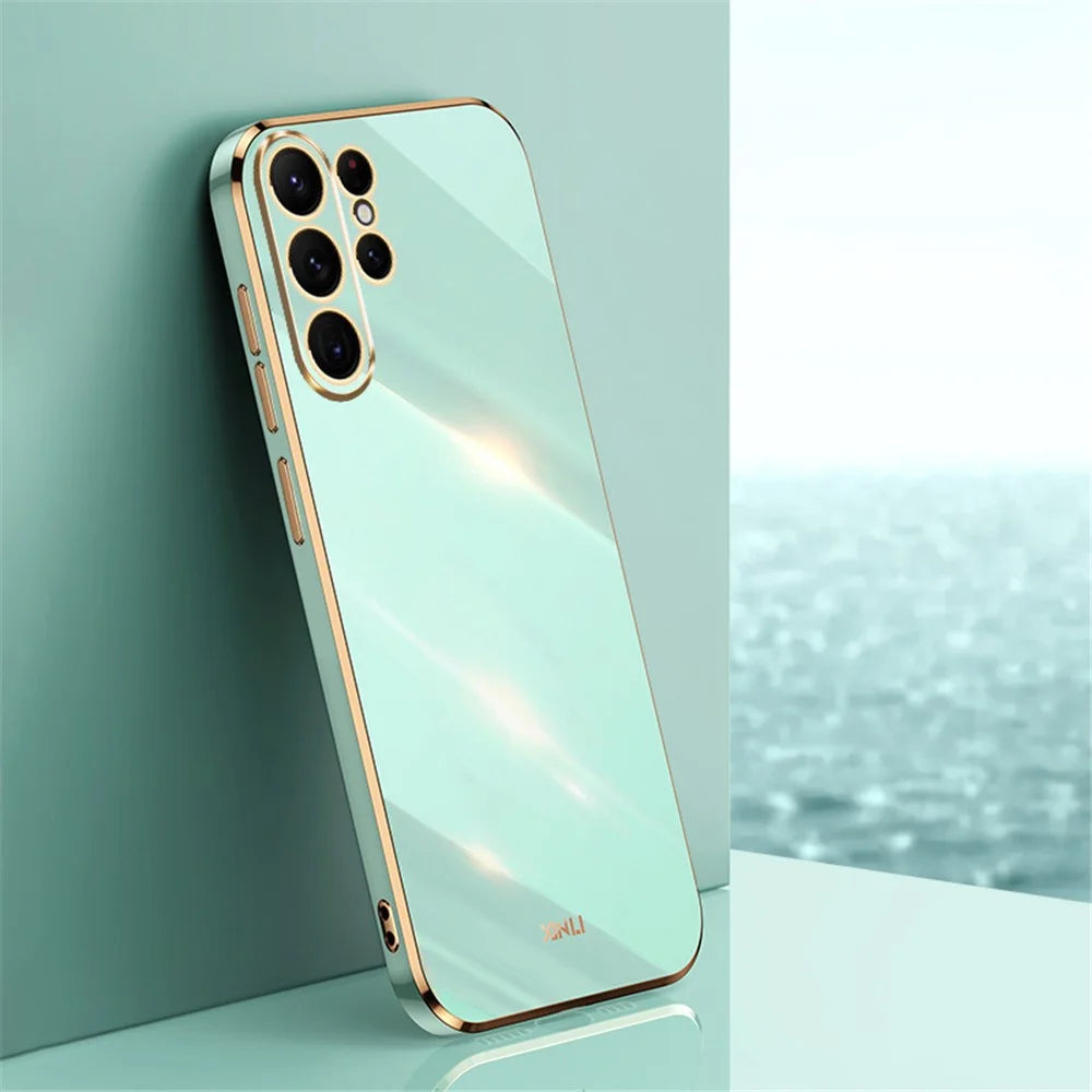 XINLI For Samsung Galaxy S24 Ultra Case Electroplated Anti-scratch Phone TPU Cover - Cyan - 2