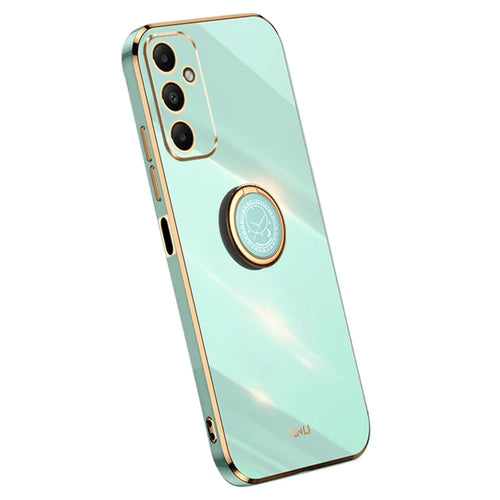 XINLI For Samsung Galaxy A05s 4G Case Electroplated TPU Anti-drop Kickstand Phone Cover - Cyan - 1
