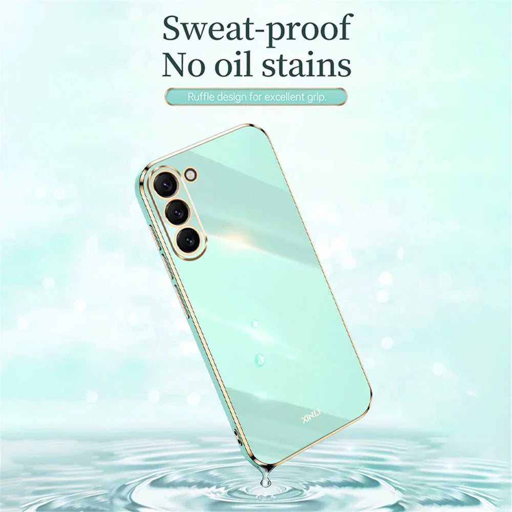 XINLI For Samsung Galaxy S24+ Case Electroplated Anti-shock TPU Phone Cover - Cyan - 3