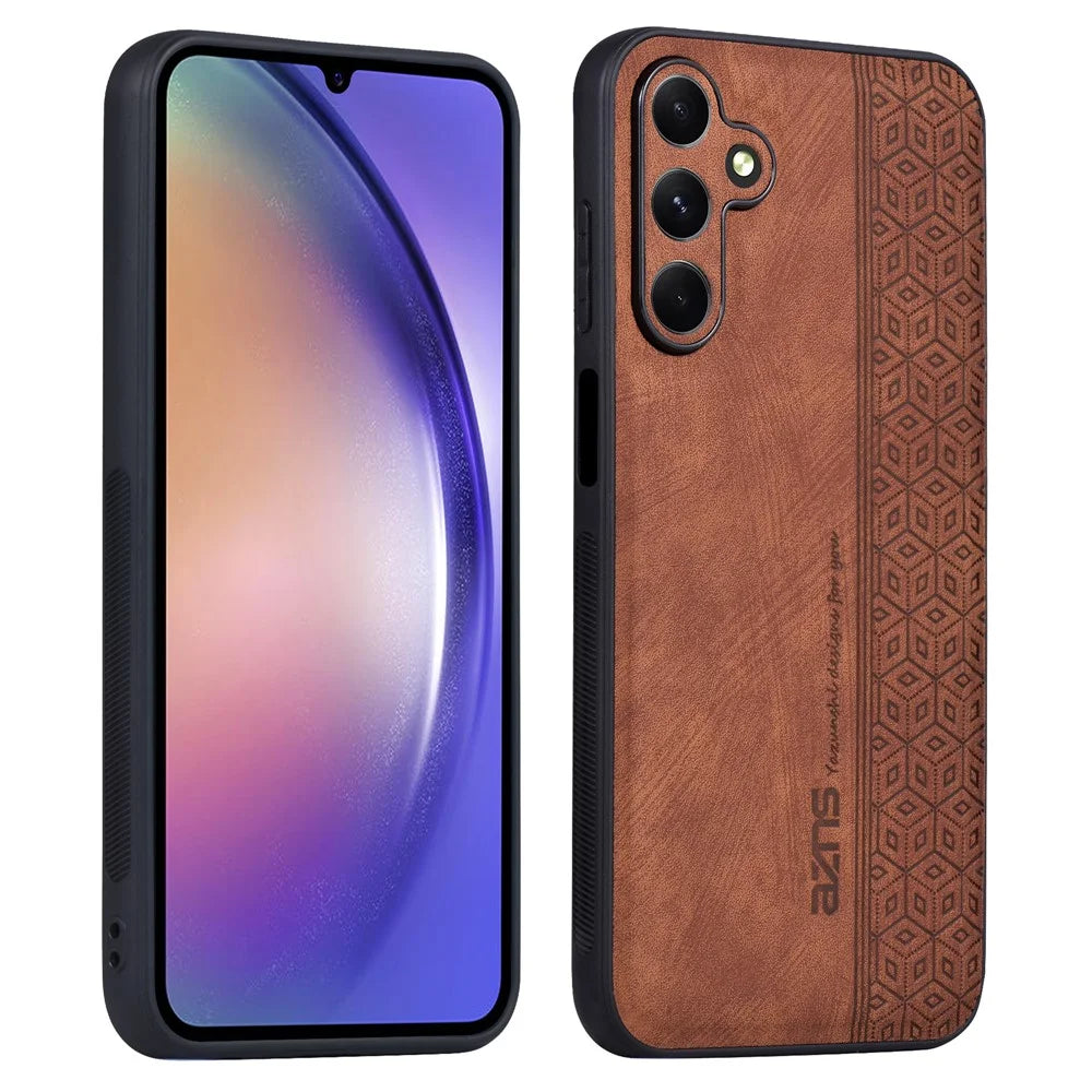 AZNS For Samsung Galaxy A05s 4G Case Slim-Fit Imprinted Pattern PU Leather+TPU Phone Cover - Brown - 1