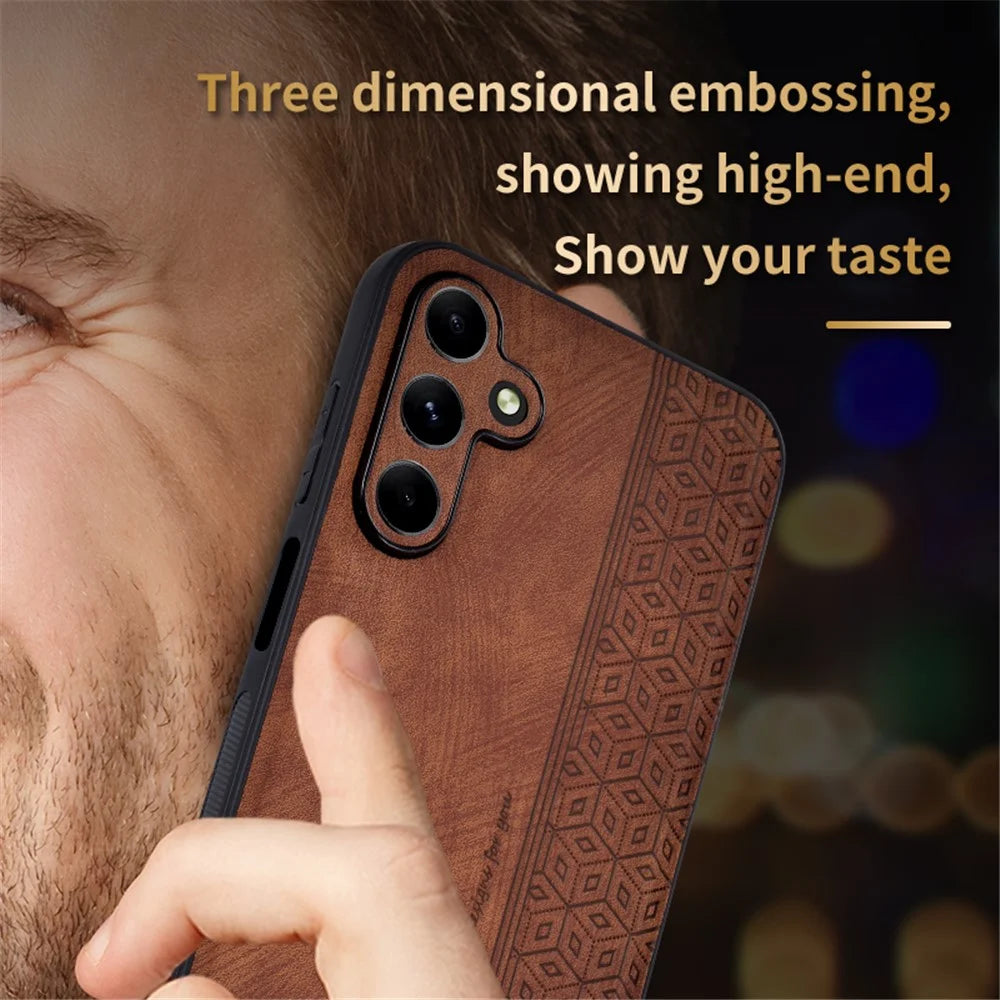 AZNS For Samsung Galaxy A05s 4G Case Slim-Fit Imprinted Pattern PU Leather+TPU Phone Cover - Brown - 5