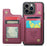 For iPhone 15 Pro Max Phone Case CASEME C22 Leather Back Cover with RFID Blocking Card Slots - Red - 2