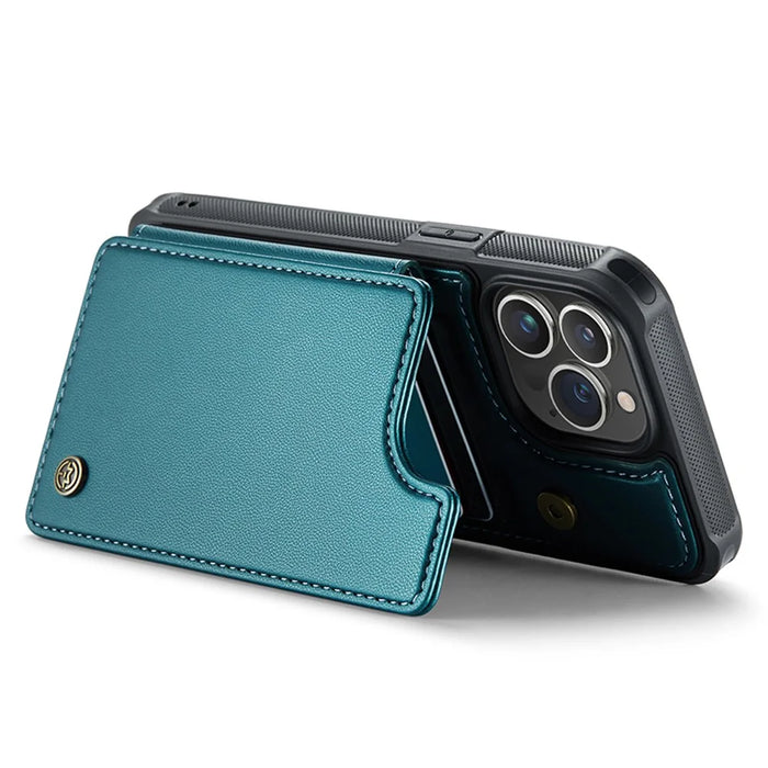 For iPhone 13 Pro Phone Case CASEME C22 Leather Back Cover with RFID Blocking Card Slots - Green - 3
