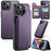 For iPhone 14 Plus Phone Case CASEME C22 Leather Back Cover with RFID Blocking Card Slots - Purple - 1