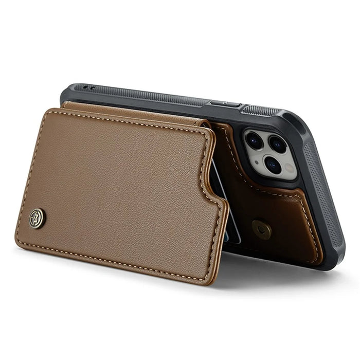For iPhone 11 Pro Max Phone Case CASEME C22 Leather Back Cover with RFID Blocking Card Slots - Brown - 3