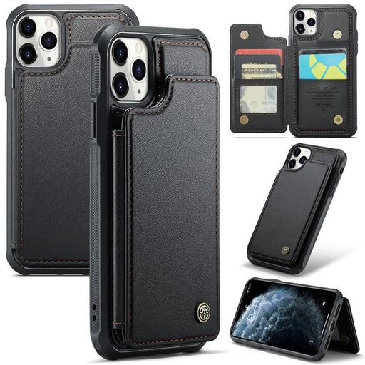 For iPhone 11 Pro Phone Case CASEME C22 Leather Back Cover with RFID Blocking Card Slots - Black - 1