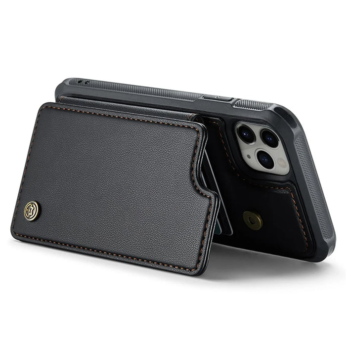 For iPhone 11 Pro Phone Case CASEME C22 Leather Back Cover with RFID Blocking Card Slots - Black - 3