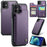 For iPhone 12 / 12 Pro Phone Case CASEME C22 Leather Back Cover with RFID Blocking Card Slots - Purple - 1