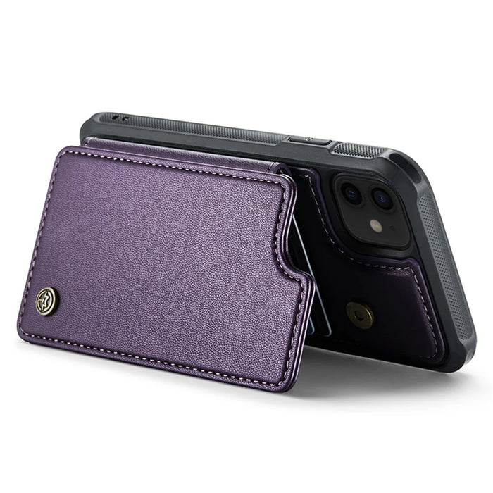 For iPhone 12 / 12 Pro Phone Case CASEME C22 Leather Back Cover with RFID Blocking Card Slots - Purple - 3