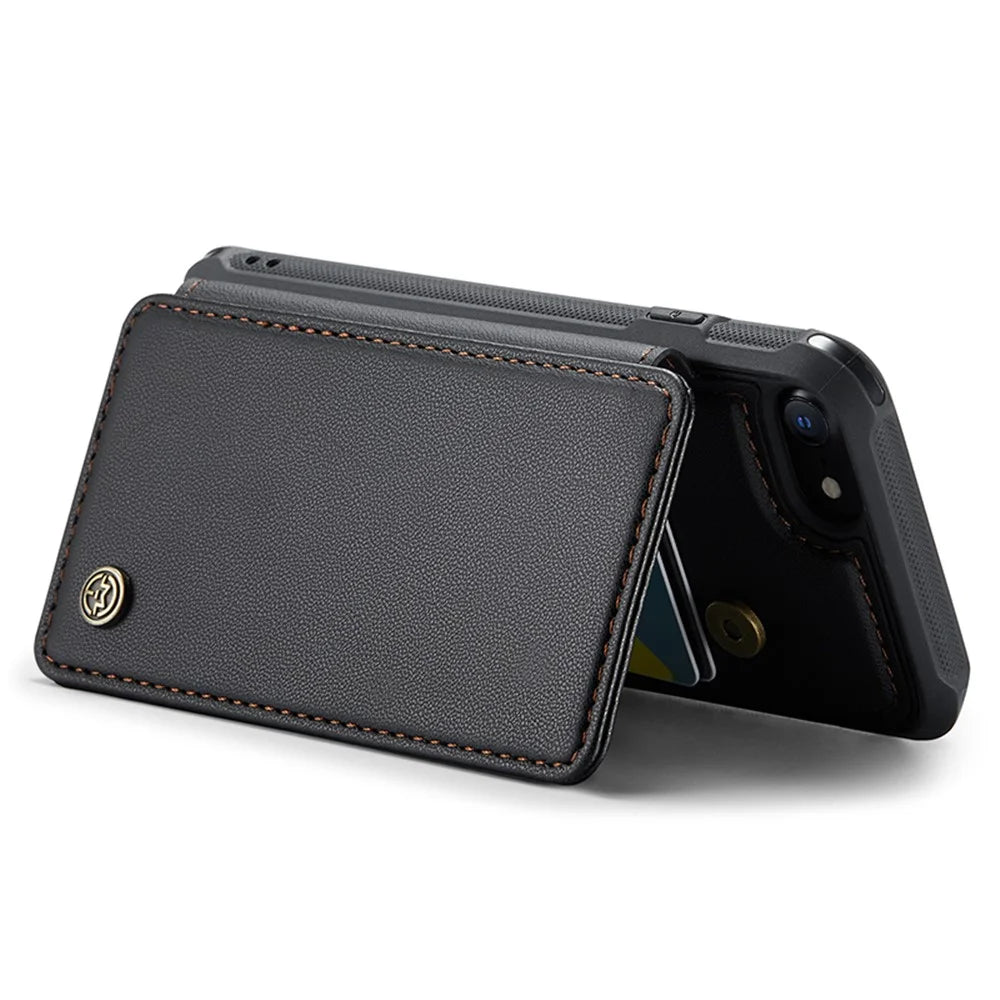 For iPhone 6 / 6s / 7 / 8 / SE (2020) / SE (2022) Phone Case CASEME C22 Leather Back Cover with RFID Blocking Card Slots - Black - 3