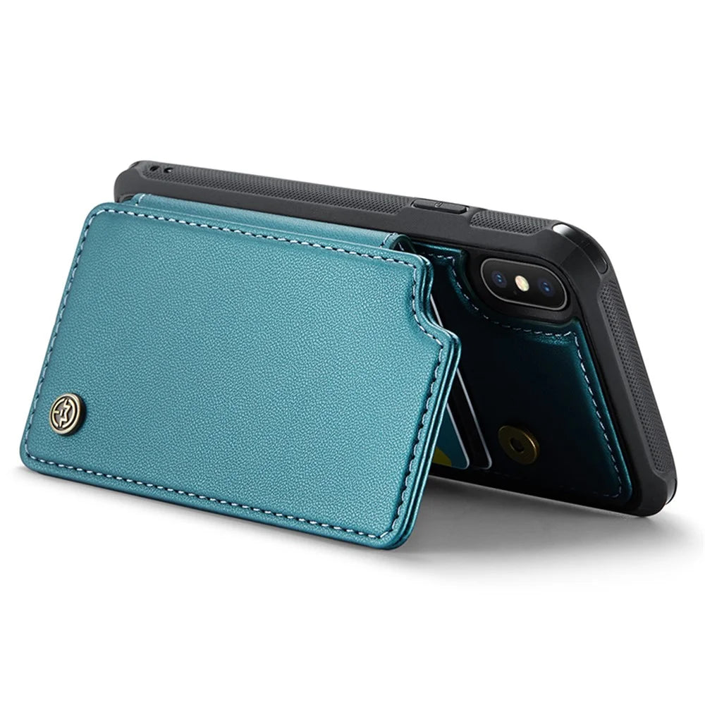 For iPhone XS Max Phone Case CASEME C22 Leather Back Cover with RFID Blocking Card Slots - Green - 3