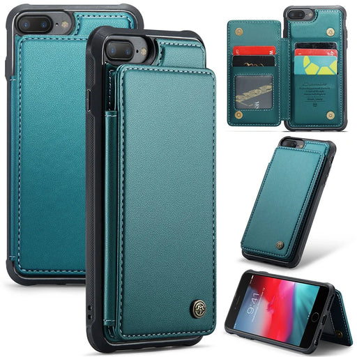 For iPhone 6 Plus / 7 Plus / 8 Plus / 6s Plus Phone Case CASEME C22 Leather Back Cover with RFID Blocking Card Slots - Green - 1