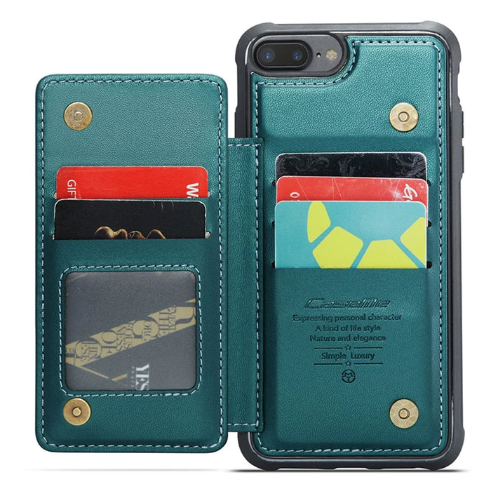 For iPhone 6 Plus / 7 Plus / 8 Plus / 6s Plus Phone Case CASEME C22 Leather Back Cover with RFID Blocking Card Slots - Green - 2