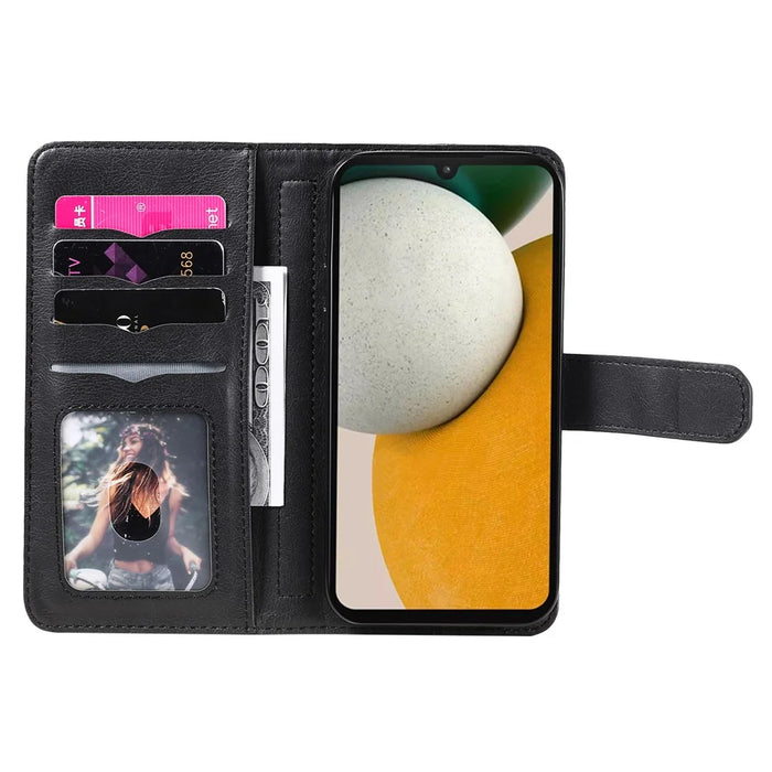 For Samsung Galaxy A15 5G Leather Case with 10 Card Holder Phone Cover Stand - Black - 2