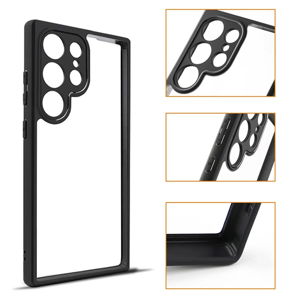 Phone Case for Samsung Galaxy S24 Ultra Clear Design Slim-Fit TPU + PC Phone Cover Shell - 6