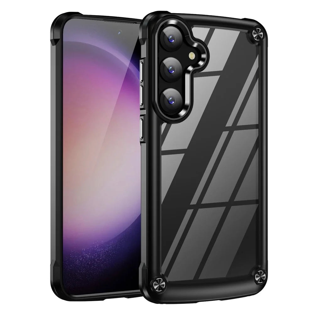 PC+TPU Phone Case for Samsung Galaxy S24+ Phone Cover with Anti-Drop Alloy Lens Frame - Black - 1