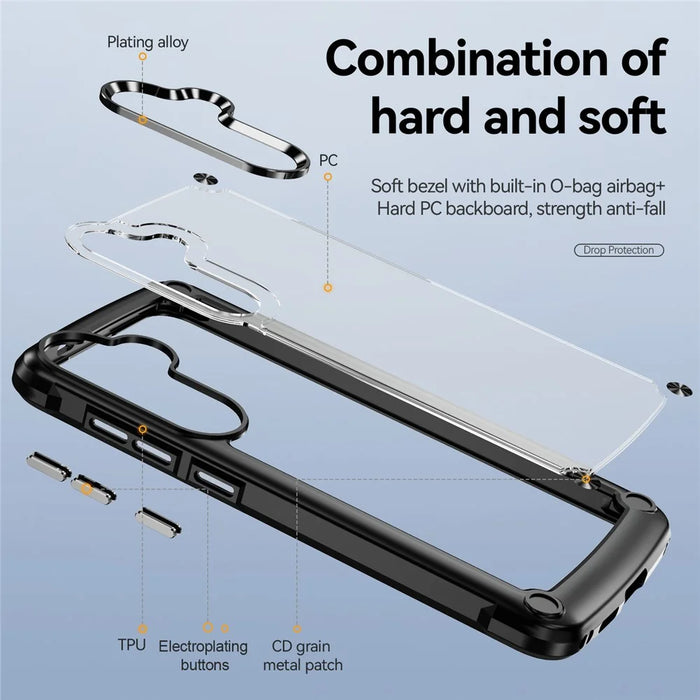 PC+TPU Phone Case for Samsung Galaxy S24+ Phone Cover with Anti-Drop Alloy Lens Frame - Black - 4