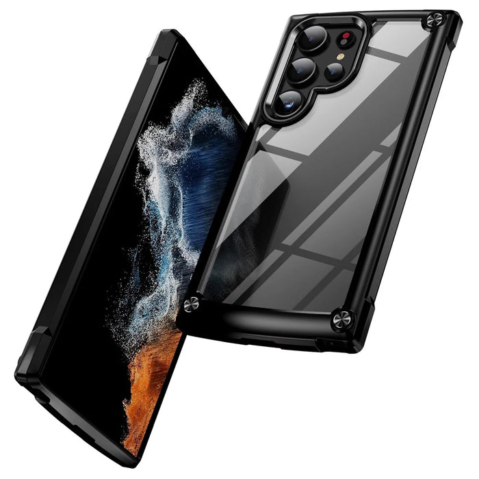 For Samsung Galaxy S24 Ultra Case Anti-fall PC + TPU Phone Protector with Alloy Lens Frame - Black - 2