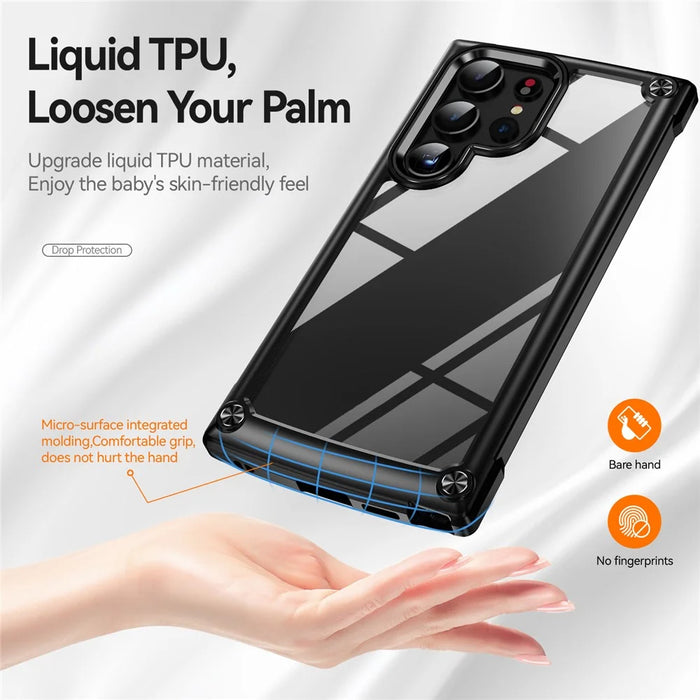 For Samsung Galaxy S24 Ultra Case Anti-fall PC + TPU Phone Protector with Alloy Lens Frame - Black - 3