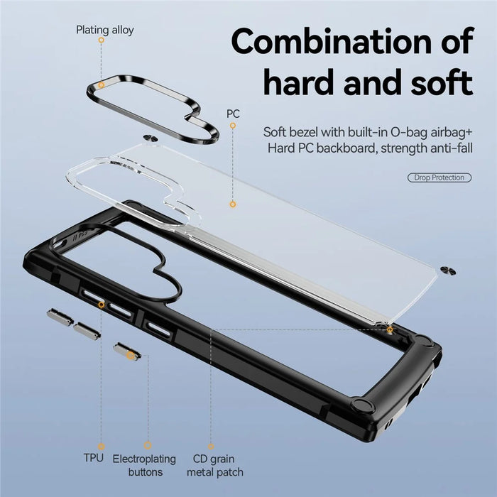 For Samsung Galaxy S24 Ultra Case Anti-fall PC + TPU Phone Protector with Alloy Lens Frame - Black - 4