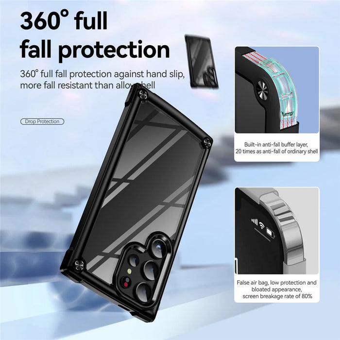 For Samsung Galaxy S24 Ultra Case Anti-fall PC + TPU Phone Protector with Alloy Lens Frame - Black - 5