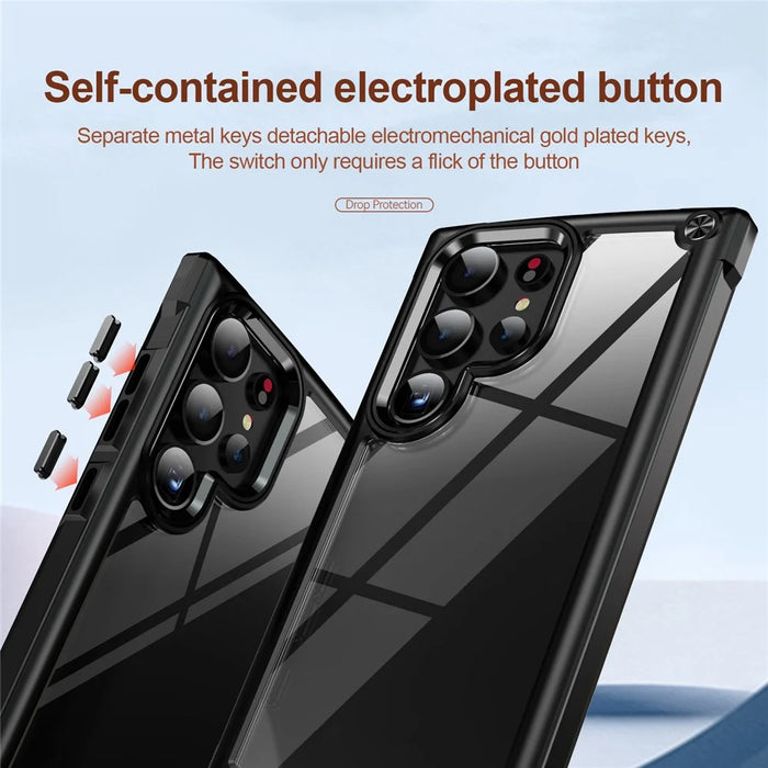 For Samsung Galaxy S24 Ultra Case Anti-fall PC + TPU Phone Protector with Alloy Lens Frame - Black - 6