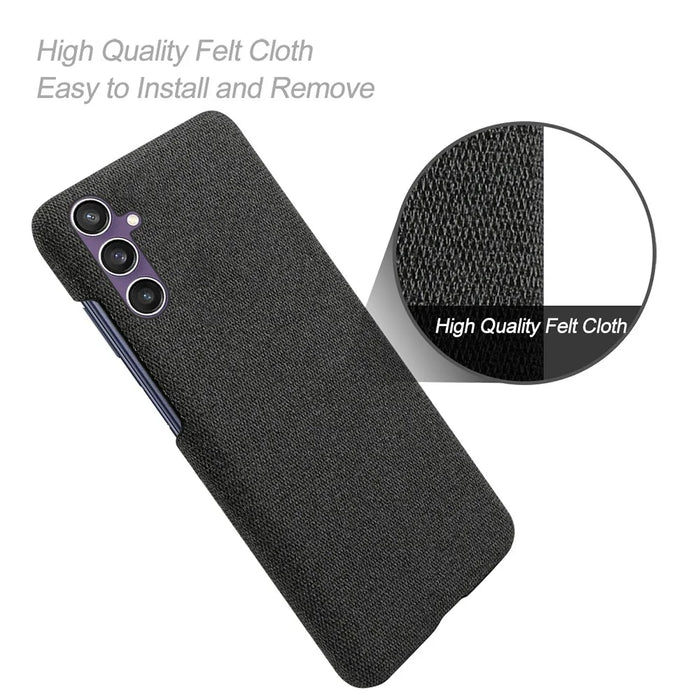 Phone Case for Samsung Galaxy S23 FE Anti-Scratch Phone Cover Cloth+PC Shell - Black - 4