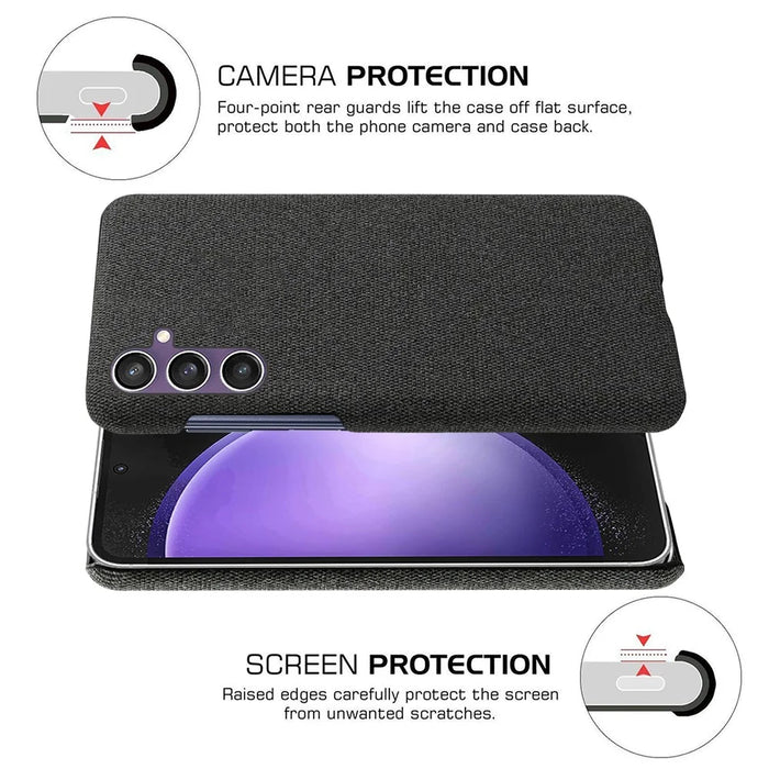 Phone Case for Samsung Galaxy S23 FE Anti-Scratch Phone Cover Cloth+PC Shell - Black - 5
