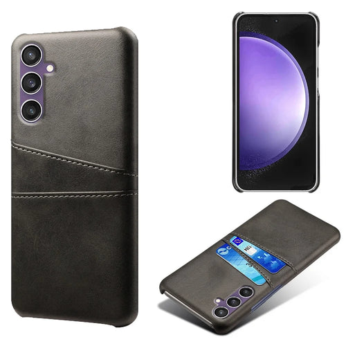 For Samsung Galaxy S23 FE Cover Dual Card Slots PU Leather + PC Phone Case - Black - 1