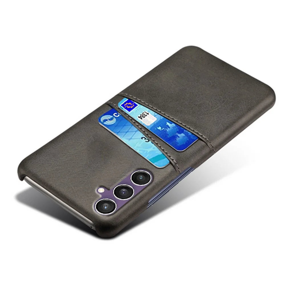 For Samsung Galaxy S23 FE Cover Dual Card Slots PU Leather + PC Phone Case - Black - 4
