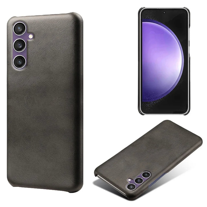 For Samsung Galaxy S23 FE Case PU Leather + PC Anti-Scratch Calf Texture Phone Cover - Black - 1