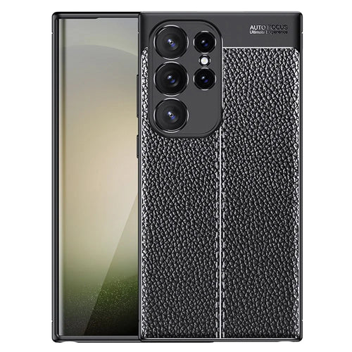 Phone Cover for Samsung Galaxy S24 Ultra Case Litchi Texture Slim Soft TPU Phone Shell - Black - 1