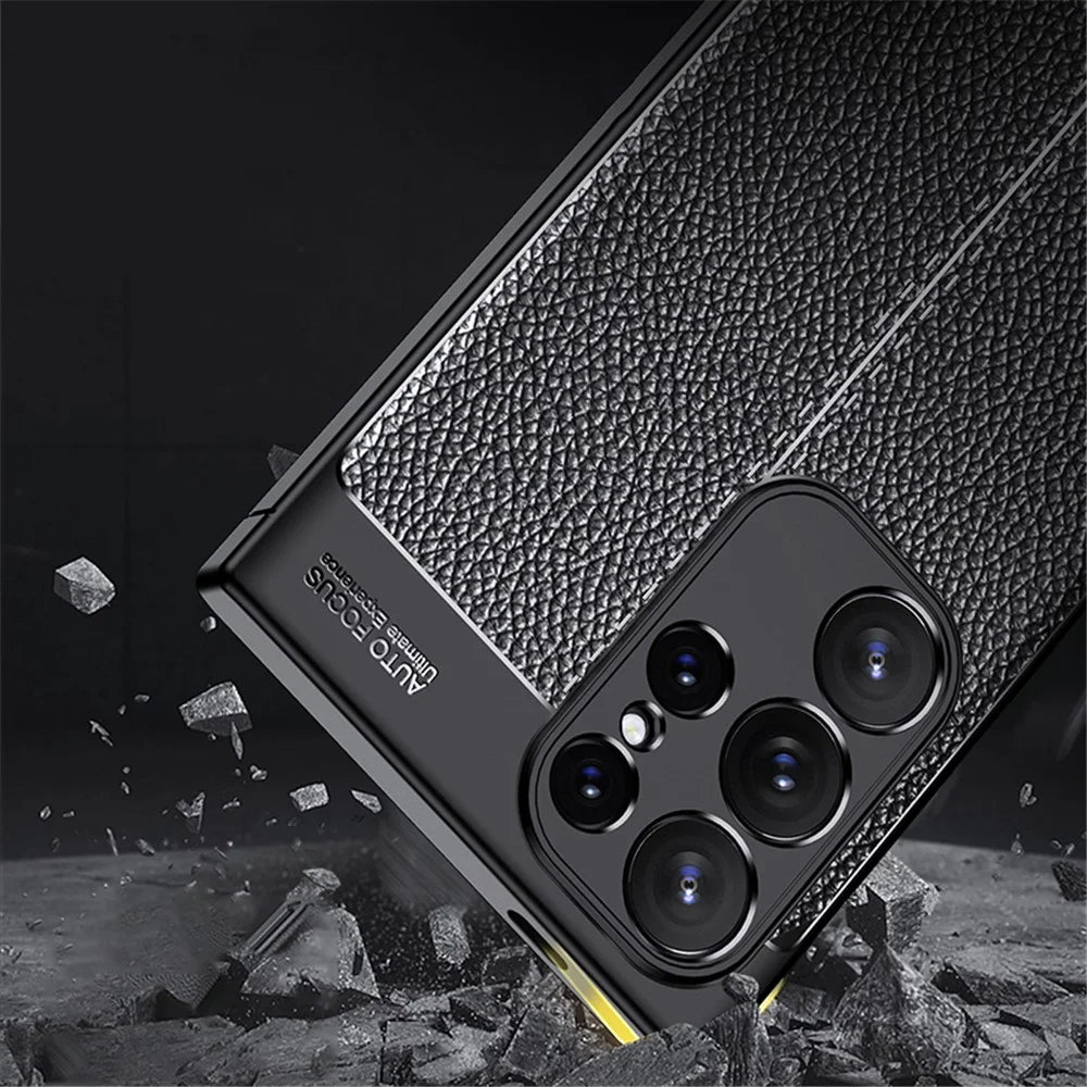 Phone Cover for Samsung Galaxy S24 Ultra Case Litchi Texture Slim Soft TPU Phone Shell - Black - 2