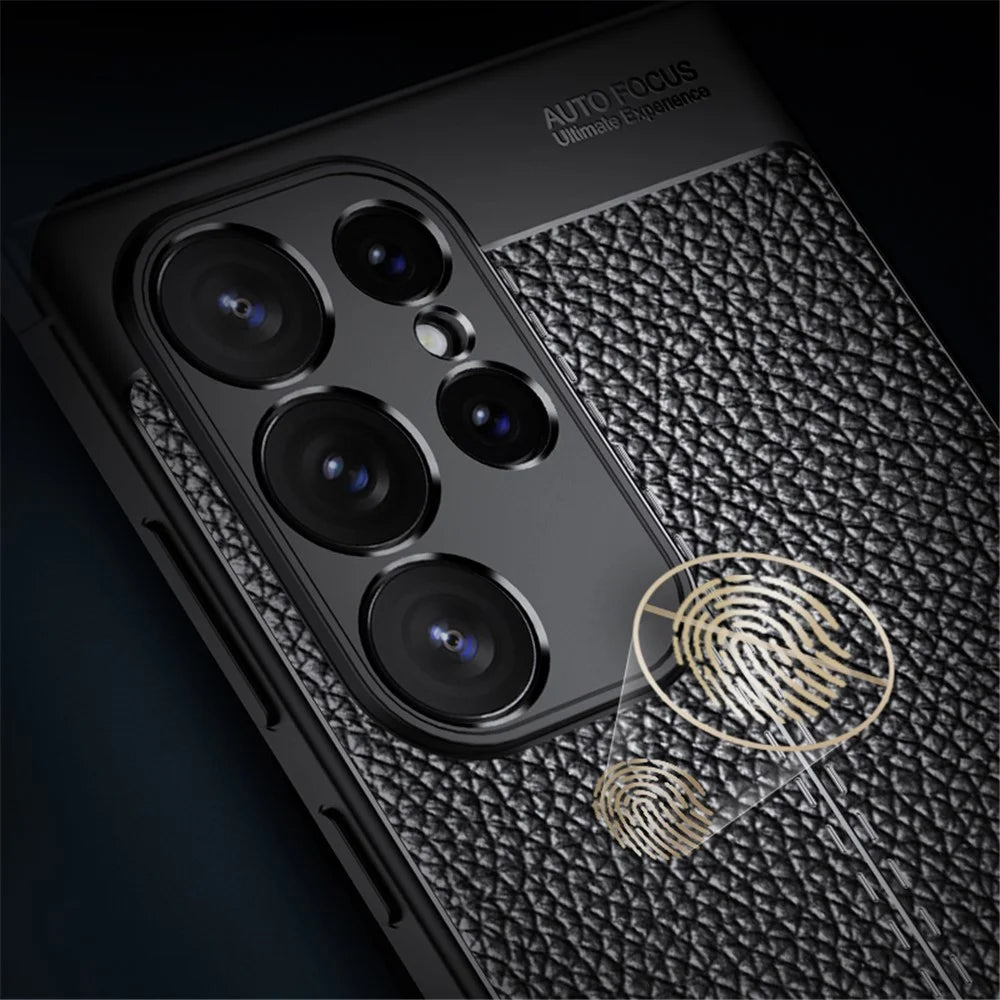 Phone Cover for Samsung Galaxy S24 Ultra Case Litchi Texture Slim Soft TPU Phone Shell - Black - 3