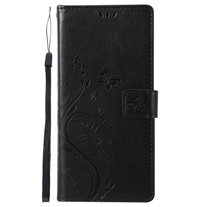 For Samsung Galaxy S24 Leather Case Butterfly Imprinted Phone Wallet Cover - Black - 6