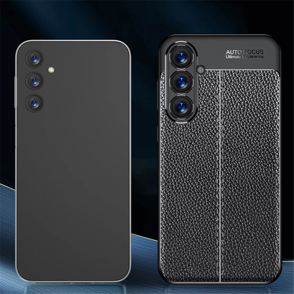 Litchi Texture Phone Shell for Samsung Galaxy S24 Case Anti-Collision TPU Phone Cover - Black - 4
