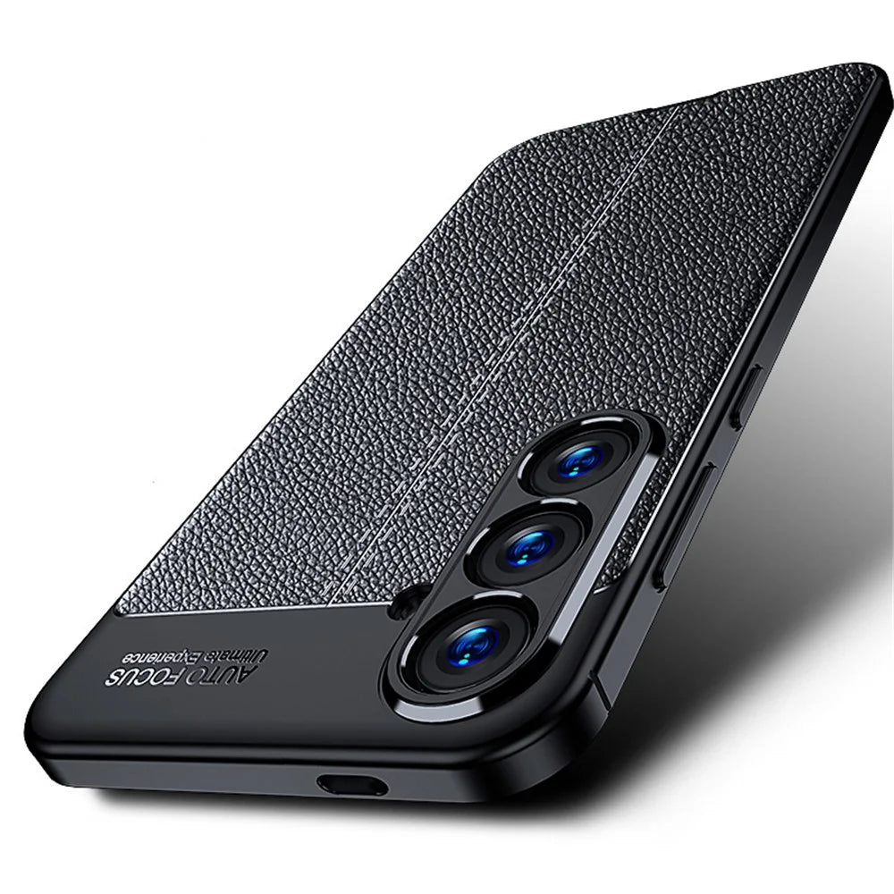 Litchi Texture Phone Shell for Samsung Galaxy S24 Case Anti-Collision TPU Phone Cover - Black - 7